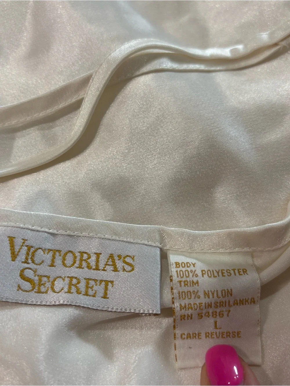 VTG Victorias Secret Ivory Slip Dress Gold Label Lace Satin Coquette Bridal Sz L